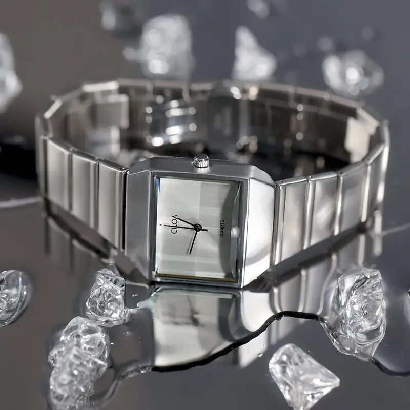 Ciloa Silver Classic Square Dial Watch for Women