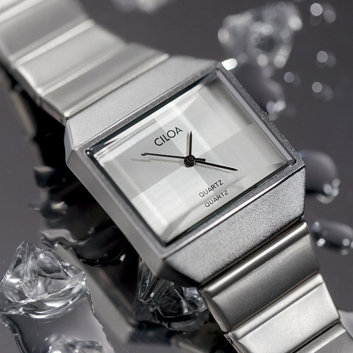 Ciloa Silver Classic Square Dial Watch for Women