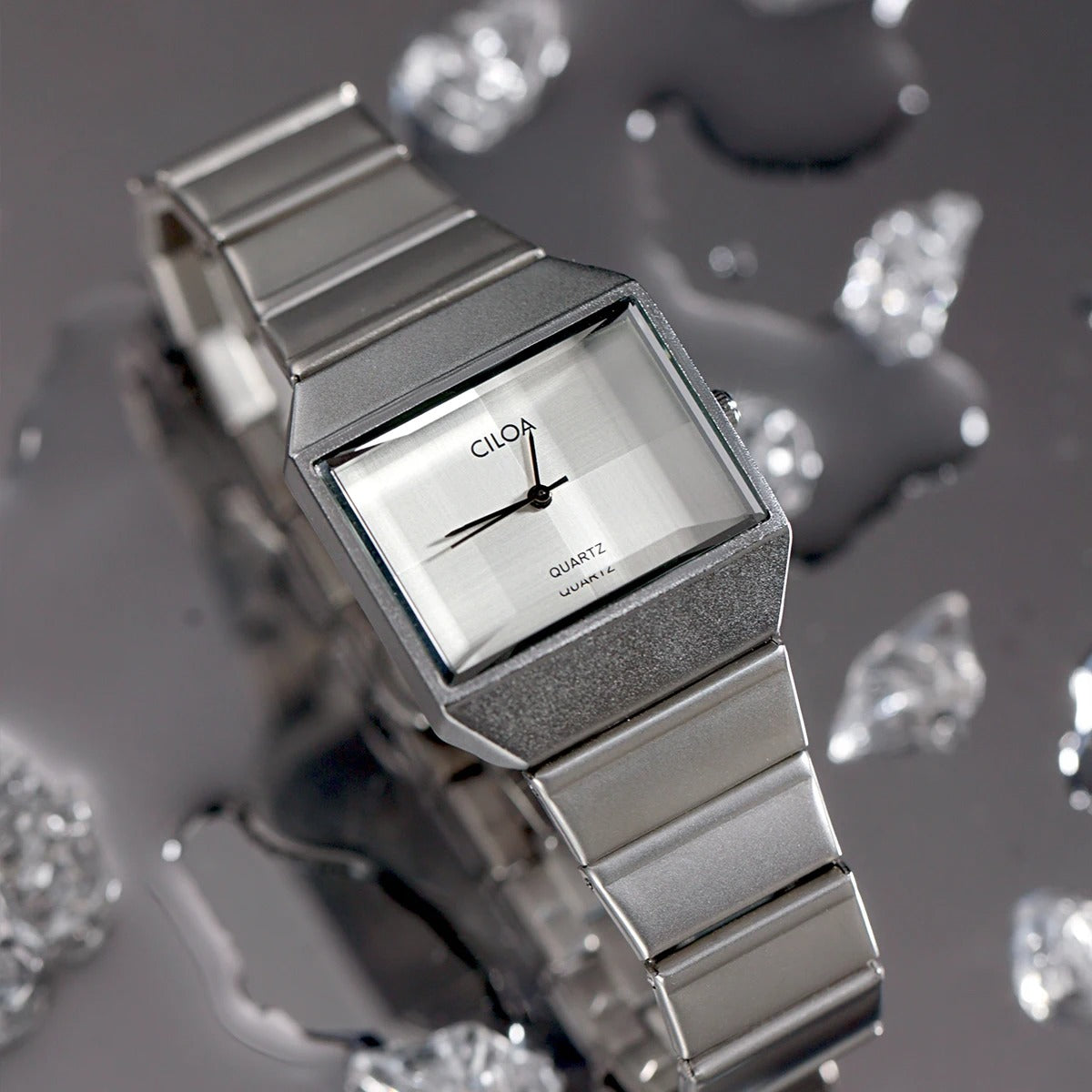 Ciloa Silver Classic Square Dial Watch for Women
