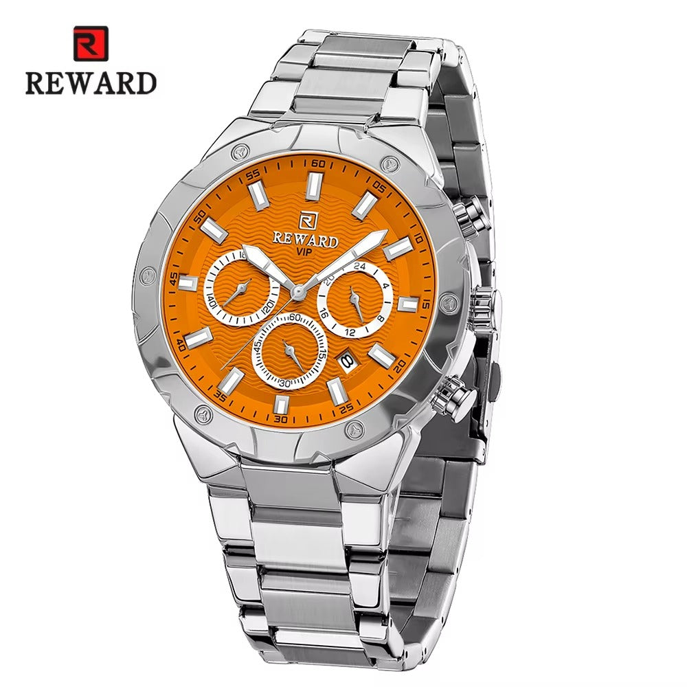 REWARD RD81970M – Sleek Stainless Steel Waterproof Watch for Men